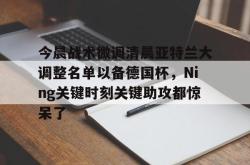 九游体育APP今晨战术微调清晨亚特兰大调整名单以备德国杯，Ning关键时刻关键助攻都惊呆了的简单介绍